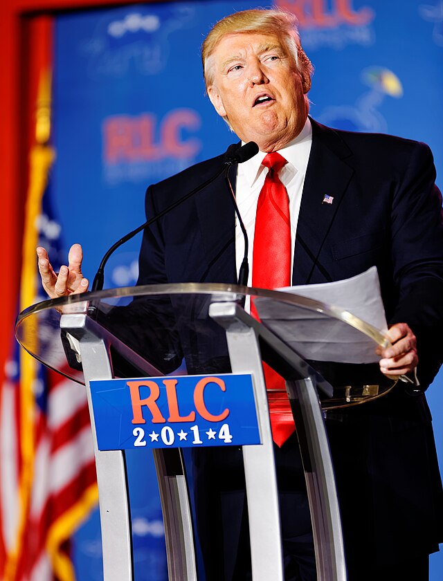 WikiCommons image of Donald Trump at a conference in 2014.